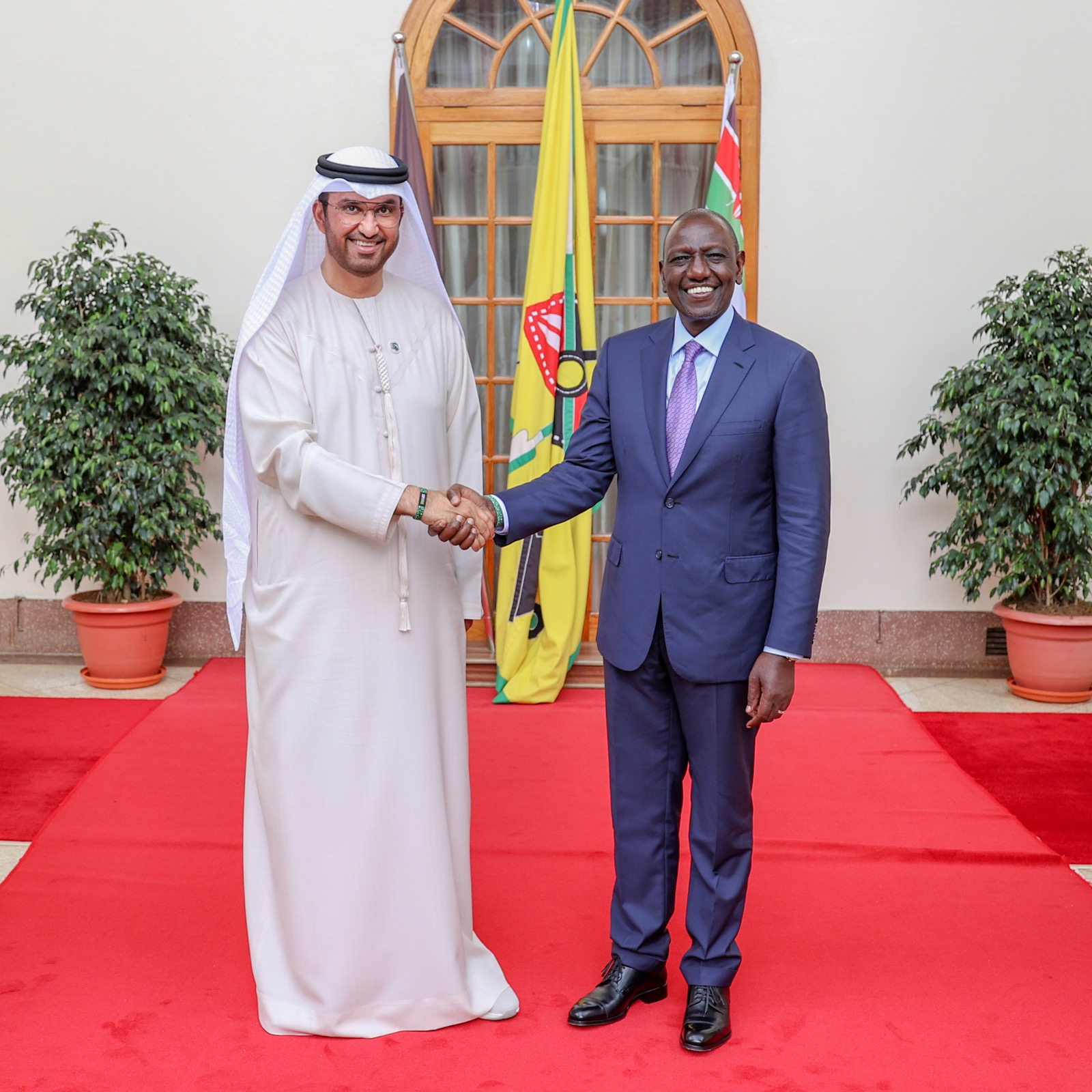 Rais Ruto alipokutana na Waziri wa Viwanda wa UAE Dr. Sultan Al-Jebr katika Ikulu ya Nairobi.